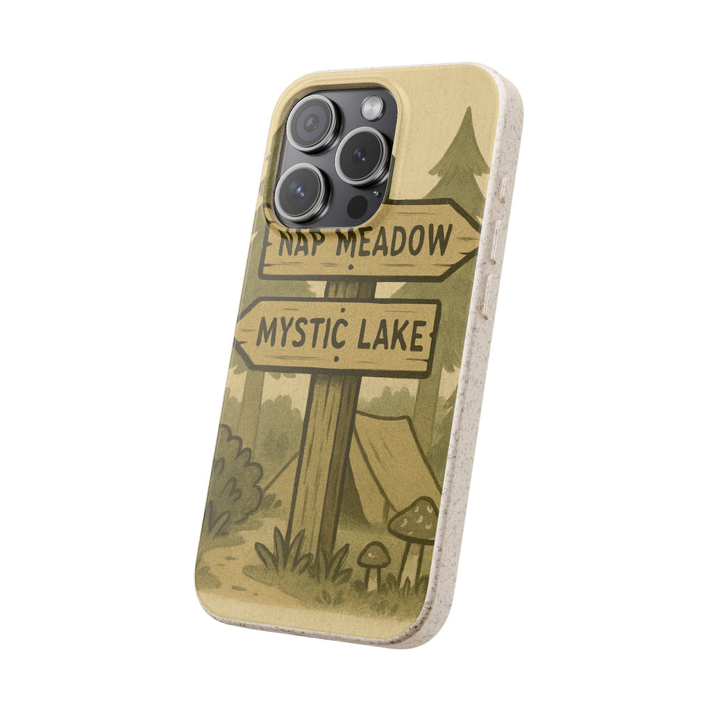 Biodegradable Phone Case — 'Nap Meadow' Mystic Lake Camping Design