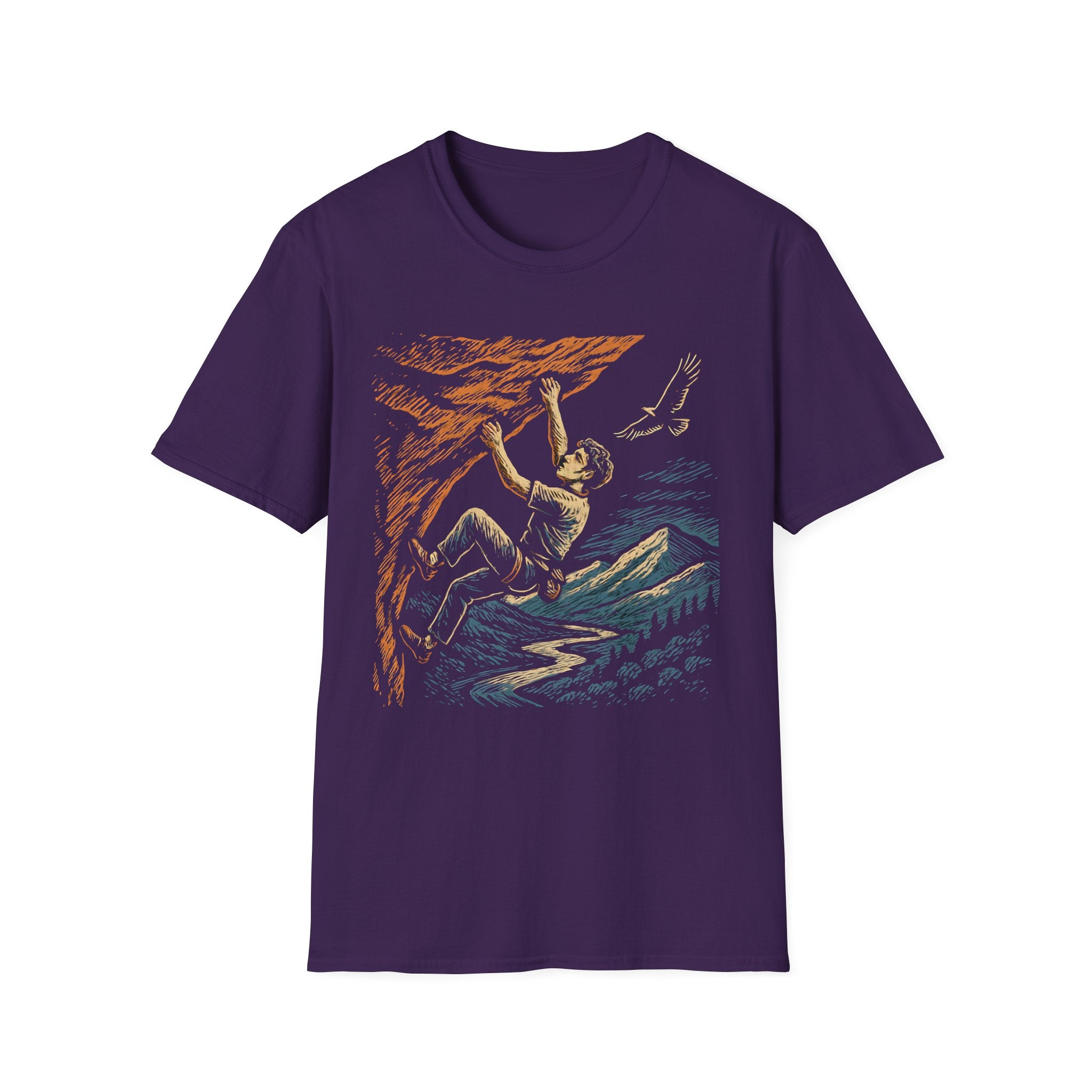 Climber on Cliff with Eagle T-Shirt
