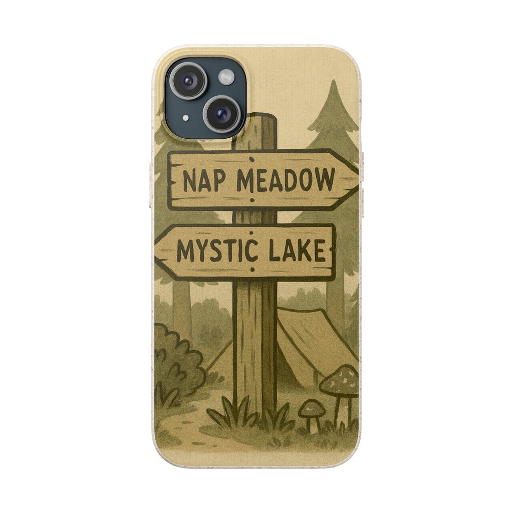 Biodegradable Phone Case — 'Nap Meadow' Mystic Lake Camping Design