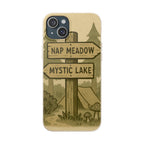 Biodegradable Phone Case — 'Nap Meadow' Mystic Lake Camping Design