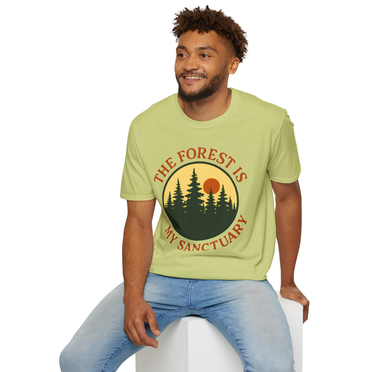 "The Forest Is My Sanctuary" Pines Sunset Graphic Tee Shirt