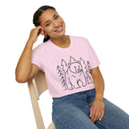 Bear & Pines T-Shirt — Minimal Line Drawing Woodland Tee