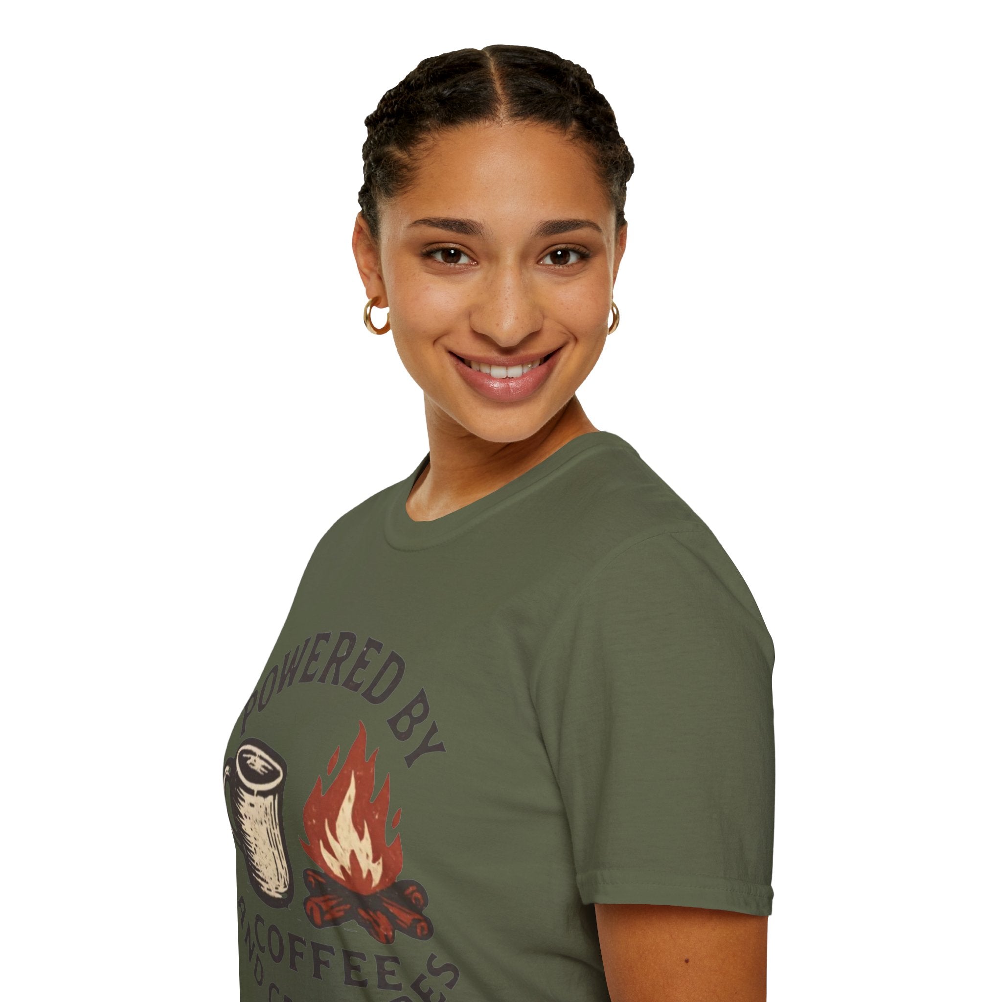 Powered By Coffee And Campfires Vintage Camping T-Shirt