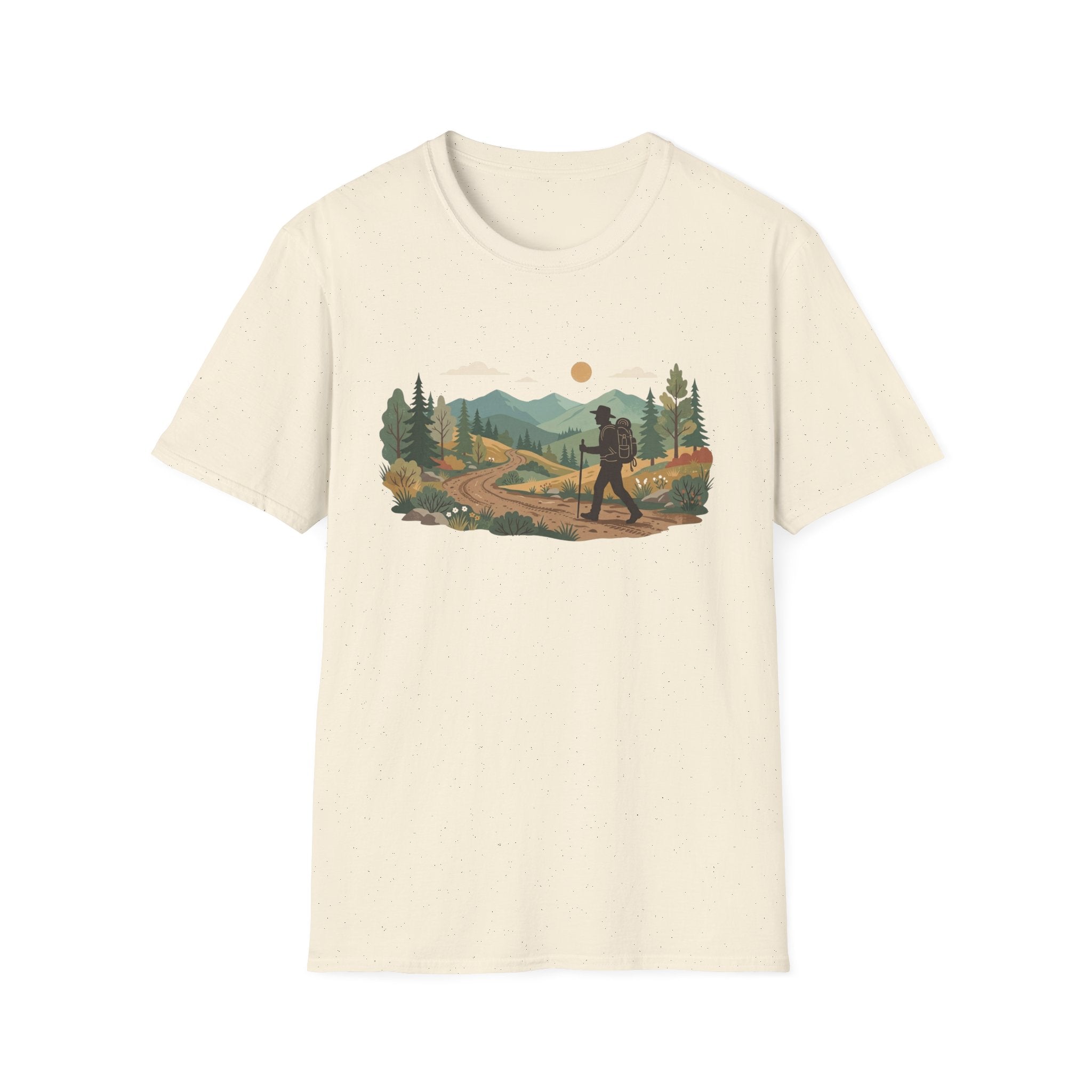Hiker Mountain Sunset T-Shirt — Scenic Trail Adventure Tee