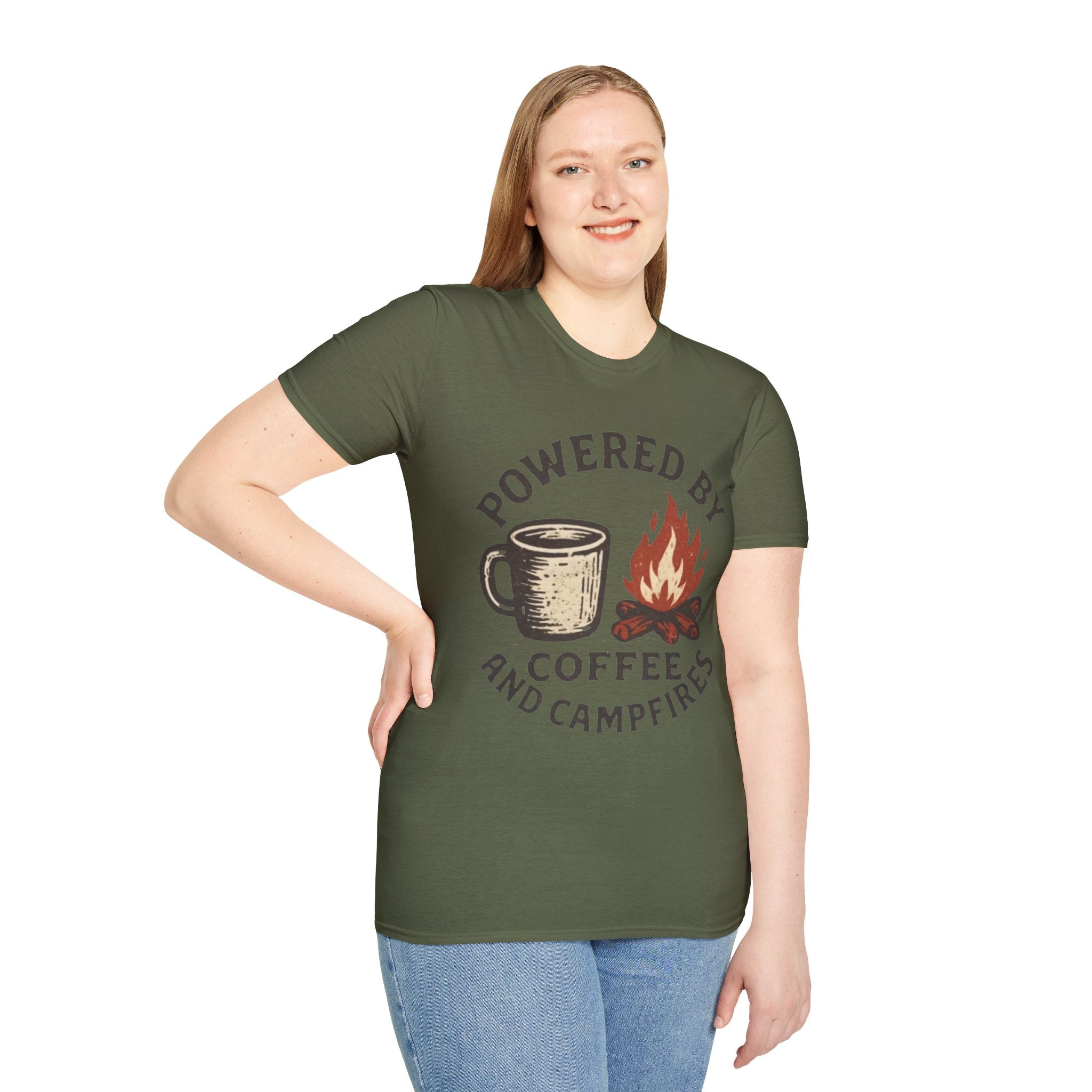 Powered By Coffee And Campfires Vintage Camping T-Shirt