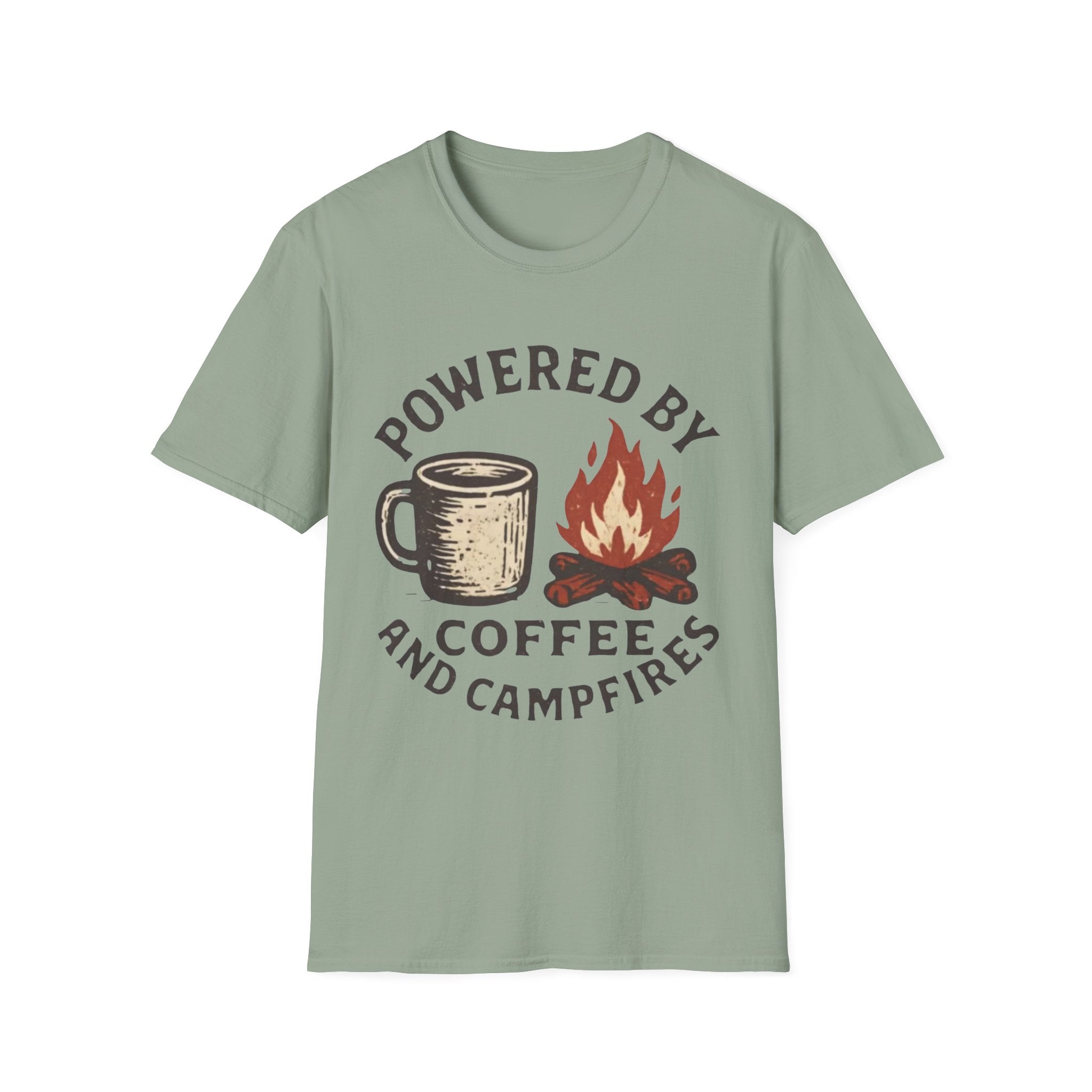 Powered By Coffee And Campfires Vintage Camping T-Shirt