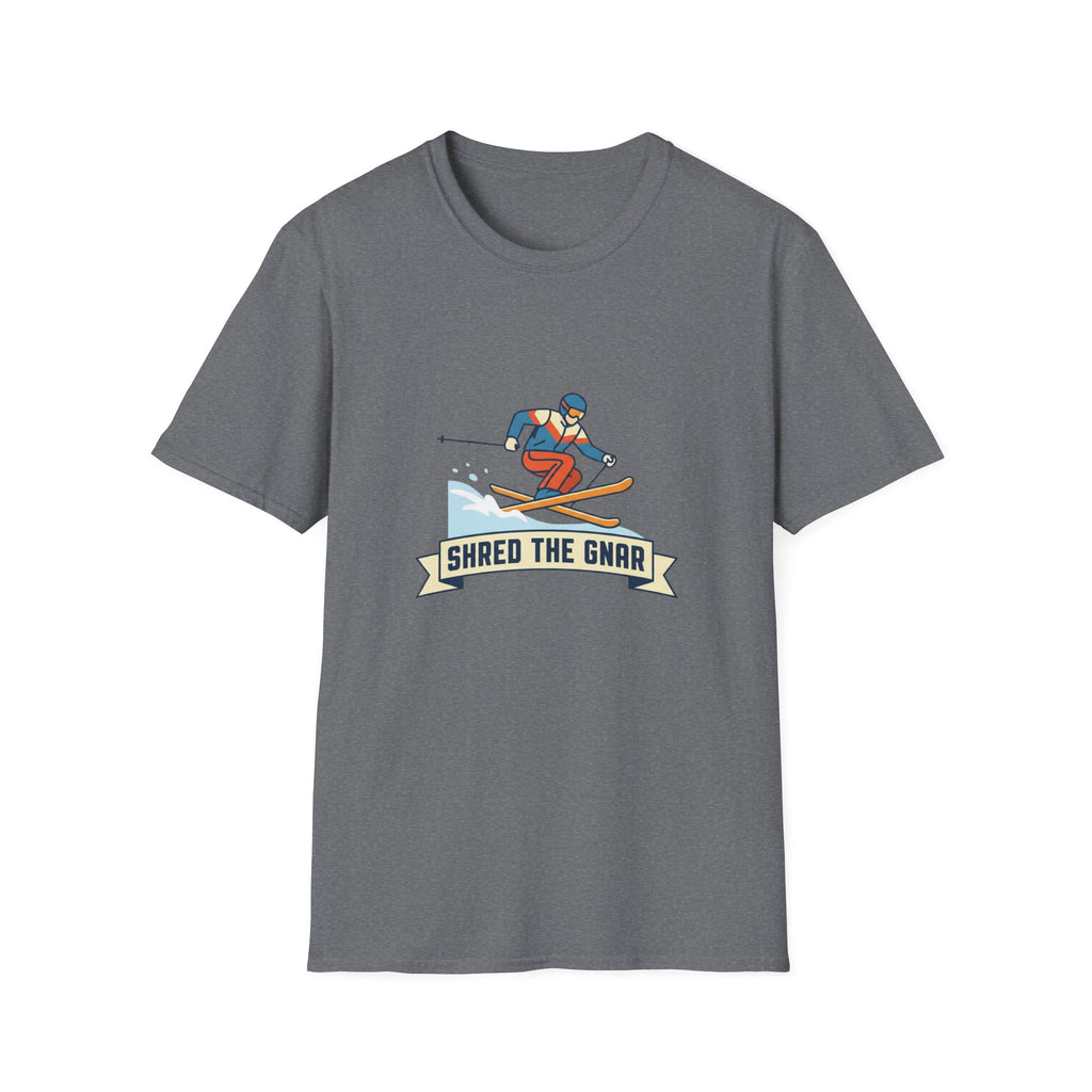Shred the Gnar Skier T-Shirt | Retro Skiing Graphic