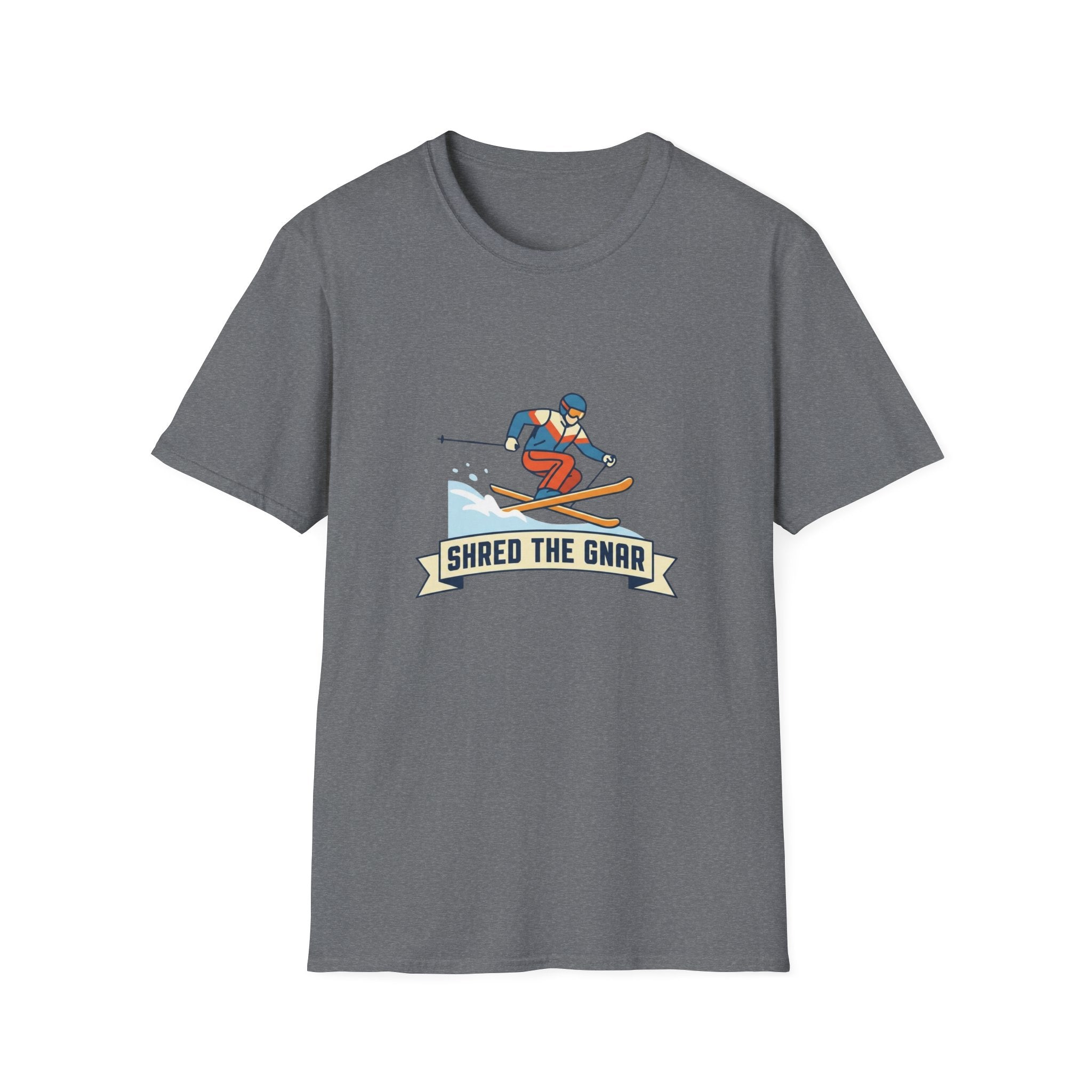 Shred the Gnar Skier T-Shirt | Retro Skiing Graphic