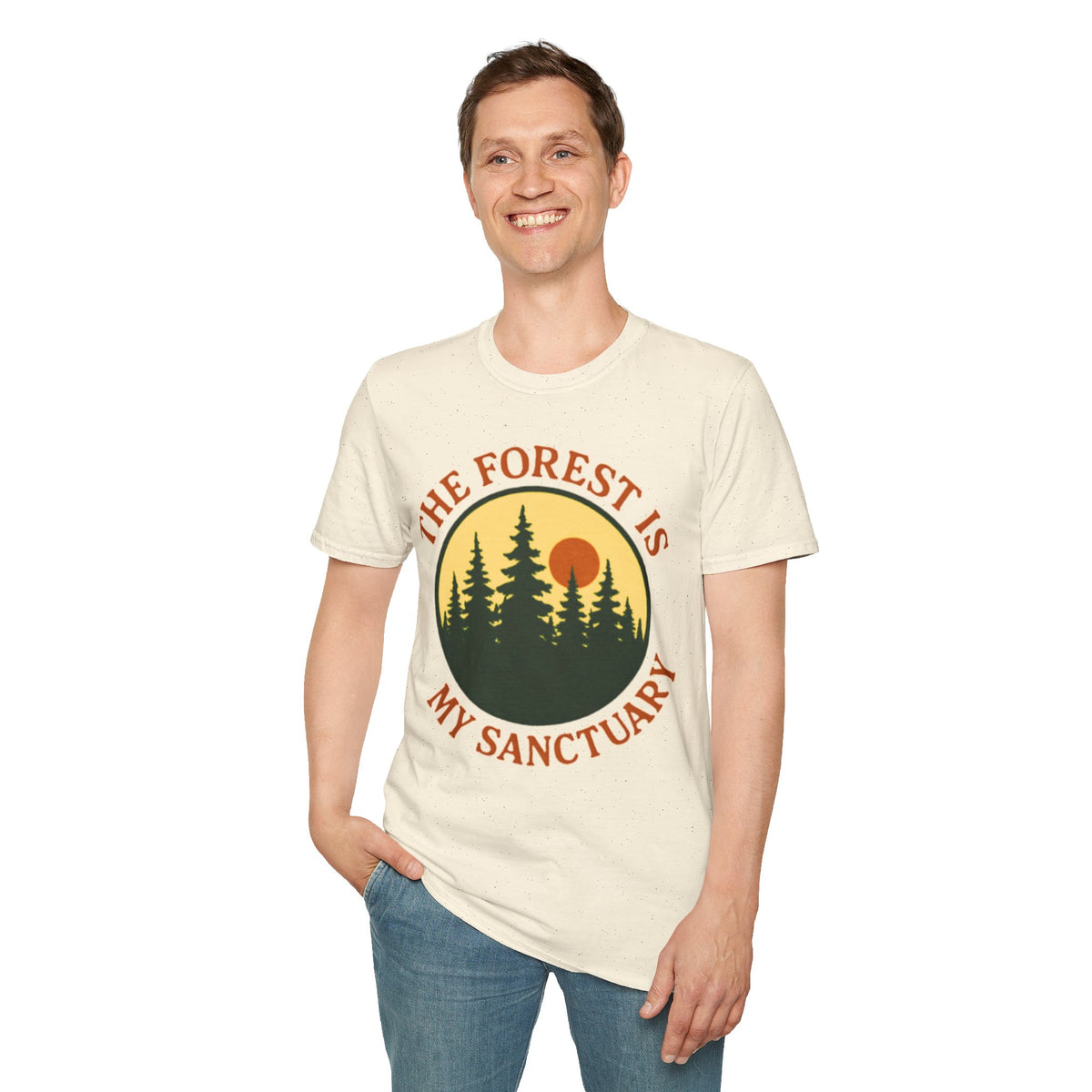 "The Forest Is My Sanctuary" Pines Sunset Graphic Tee Shirt