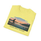 Outdoor T-Shirt — "Seeking Simple Treasures" Sunset Hiker Graphic