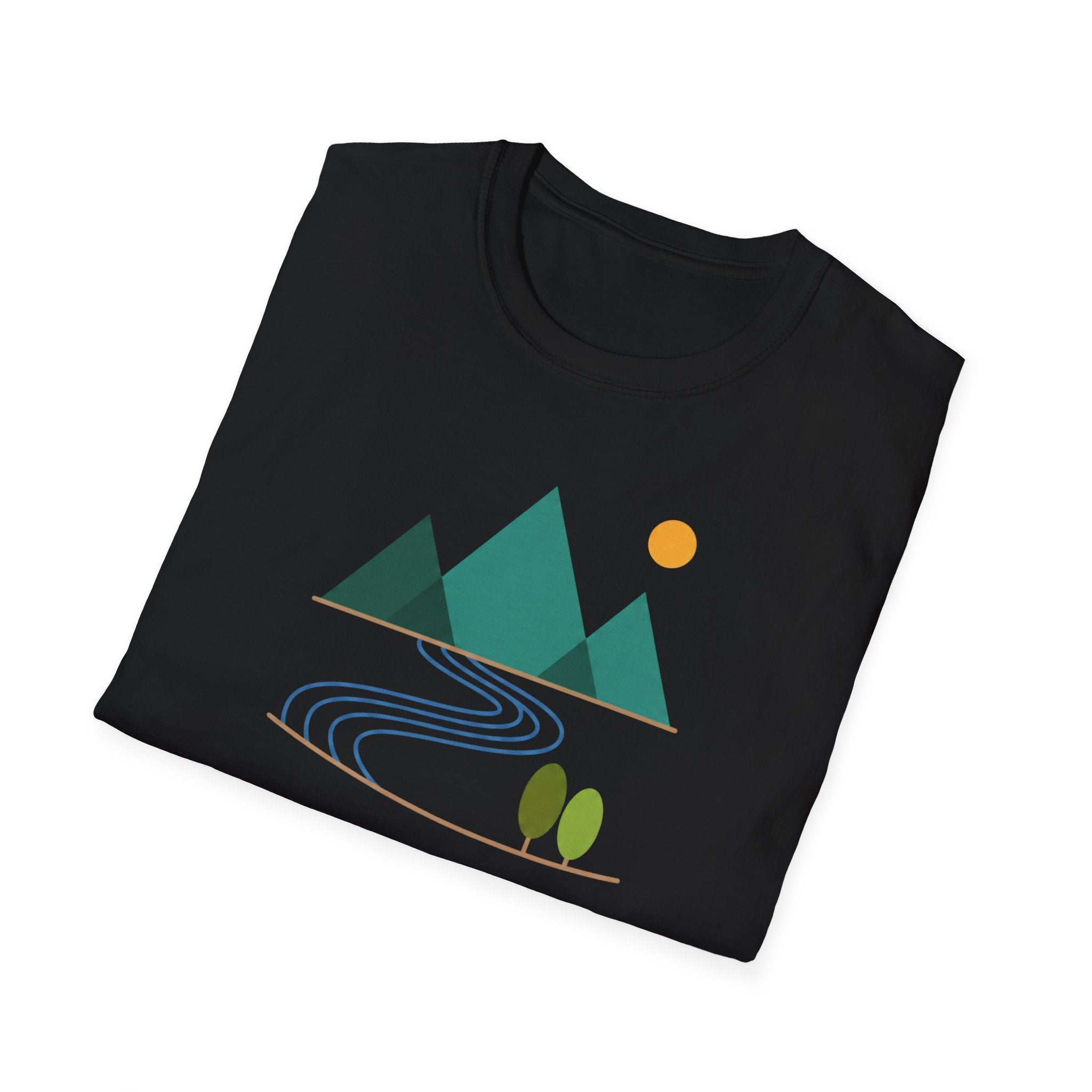 Minimal Mountain River T-Shirt — Nature Graphic Tee