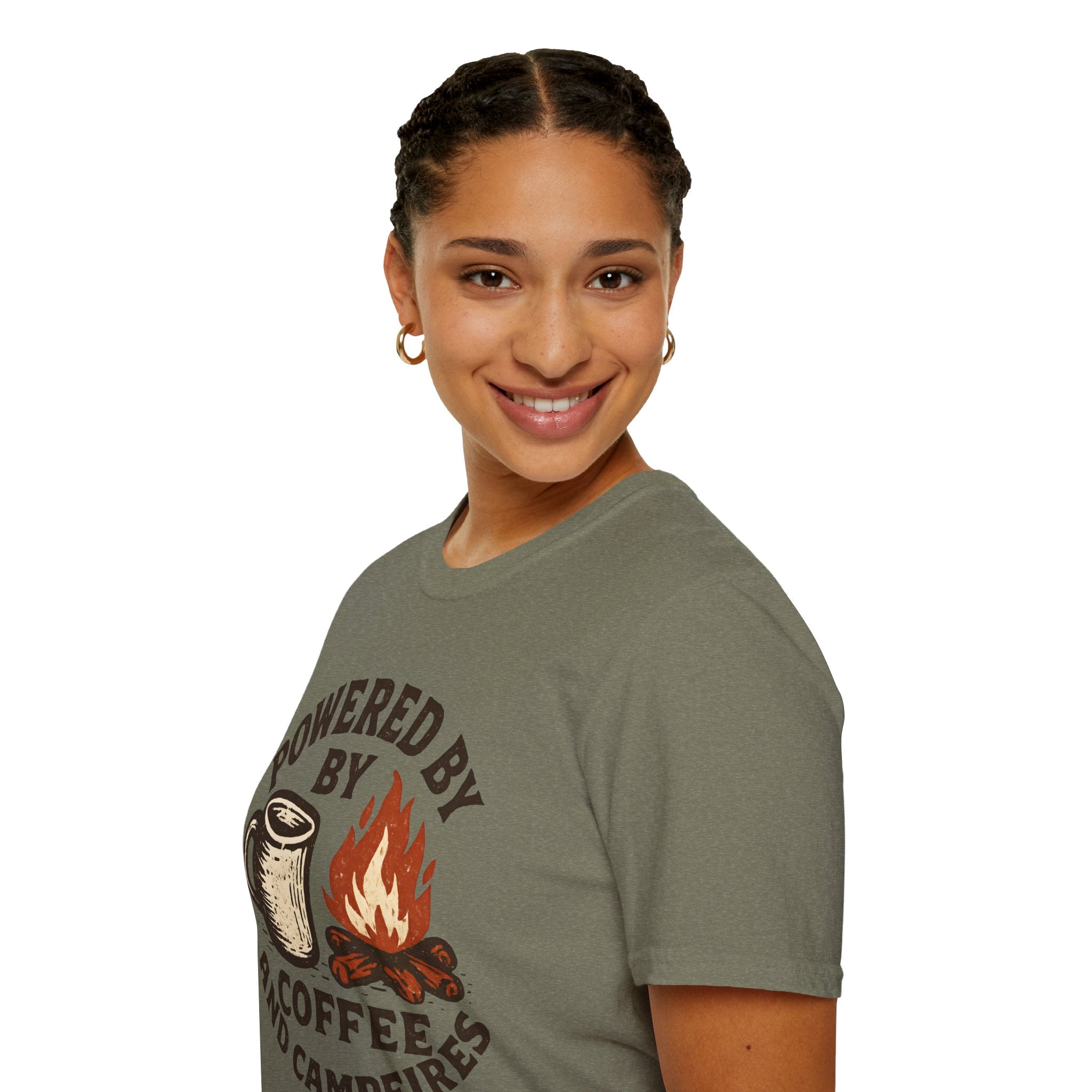 Powered By Coffee And Campfires Vintage Camping T-Shirt