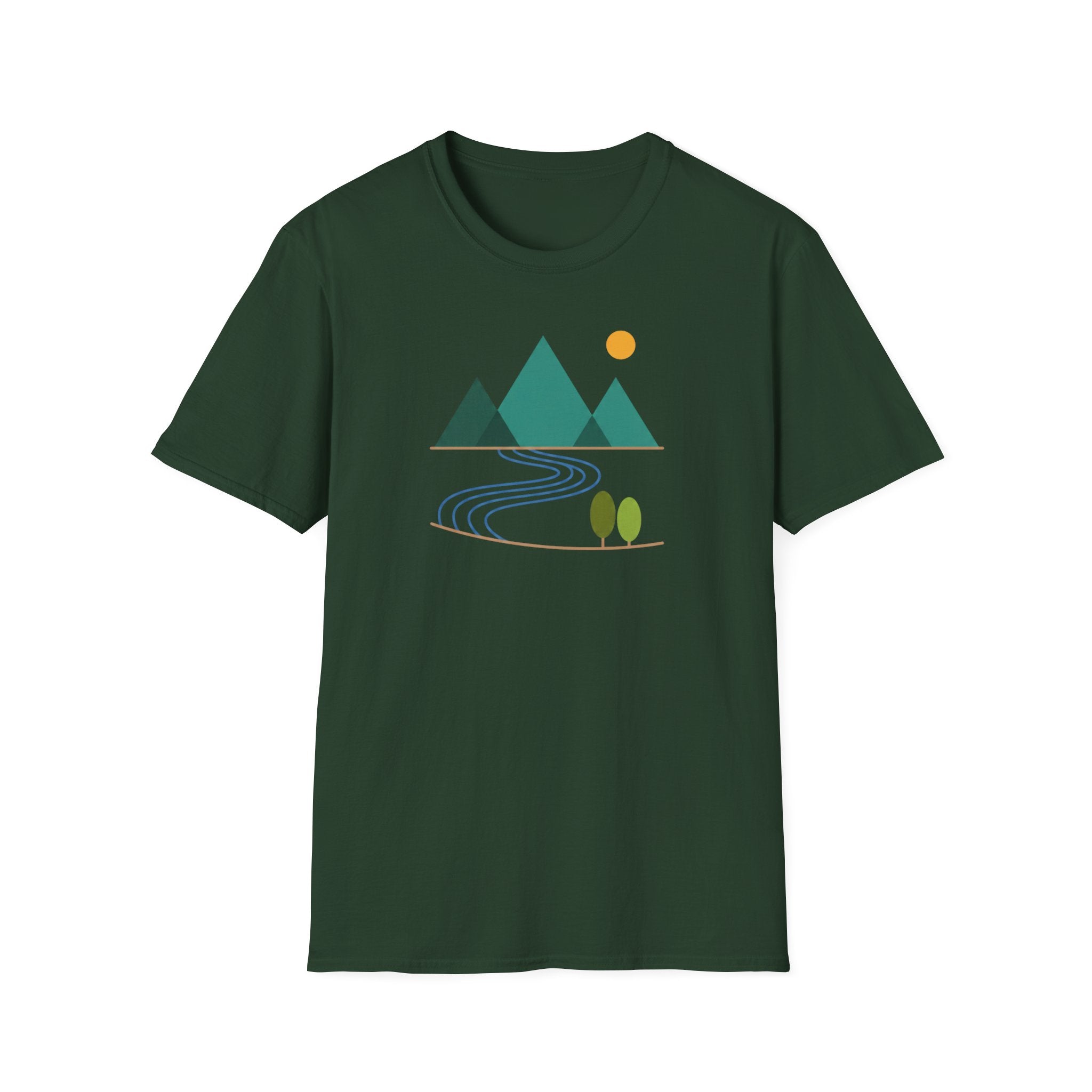 Minimal Mountain River T-Shirt — Nature Graphic Tee