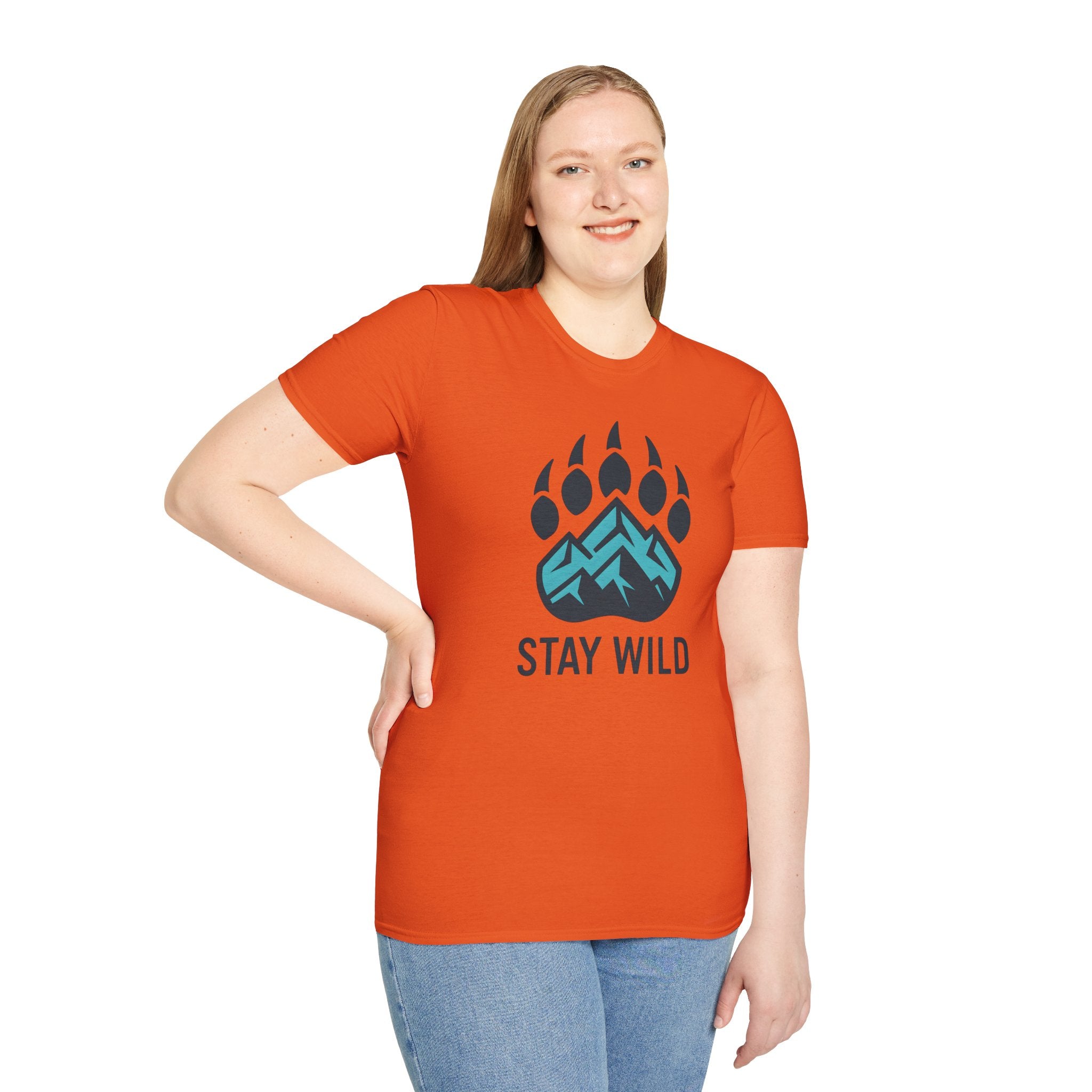 "Stay Wild" Bear Footprint Mountain Emblem T-Shirt