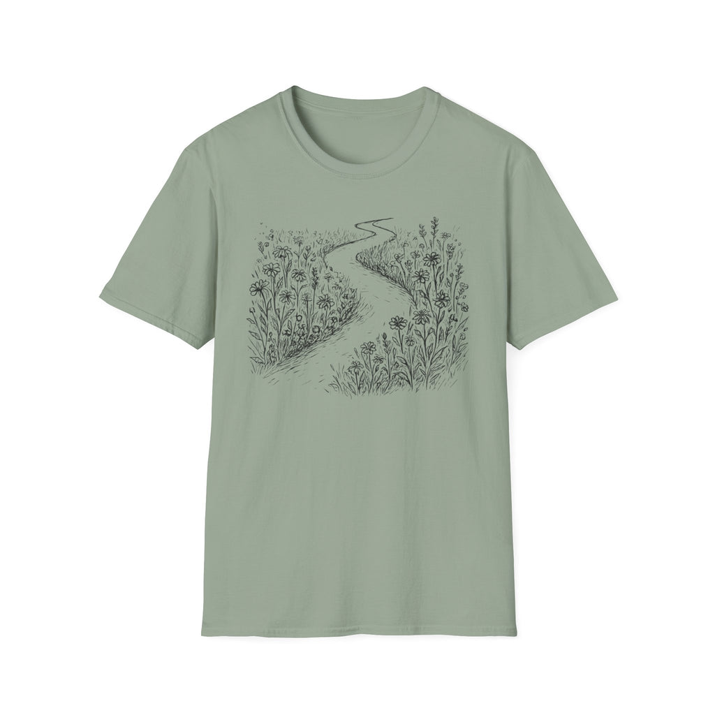 Winding Path Through The Meadow Floral T-Shirt