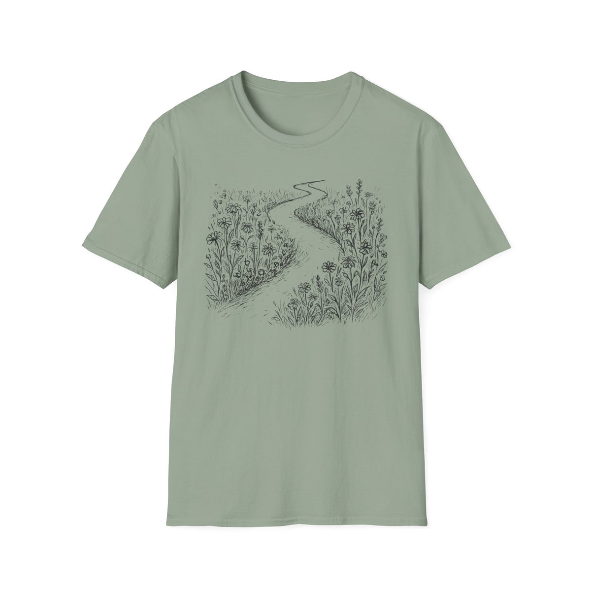 Winding Path Through The Meadow Floral T-Shirt