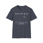 Into The Wild Canoe T-Shirt - Minimal Night Sky Lake Camping Tee