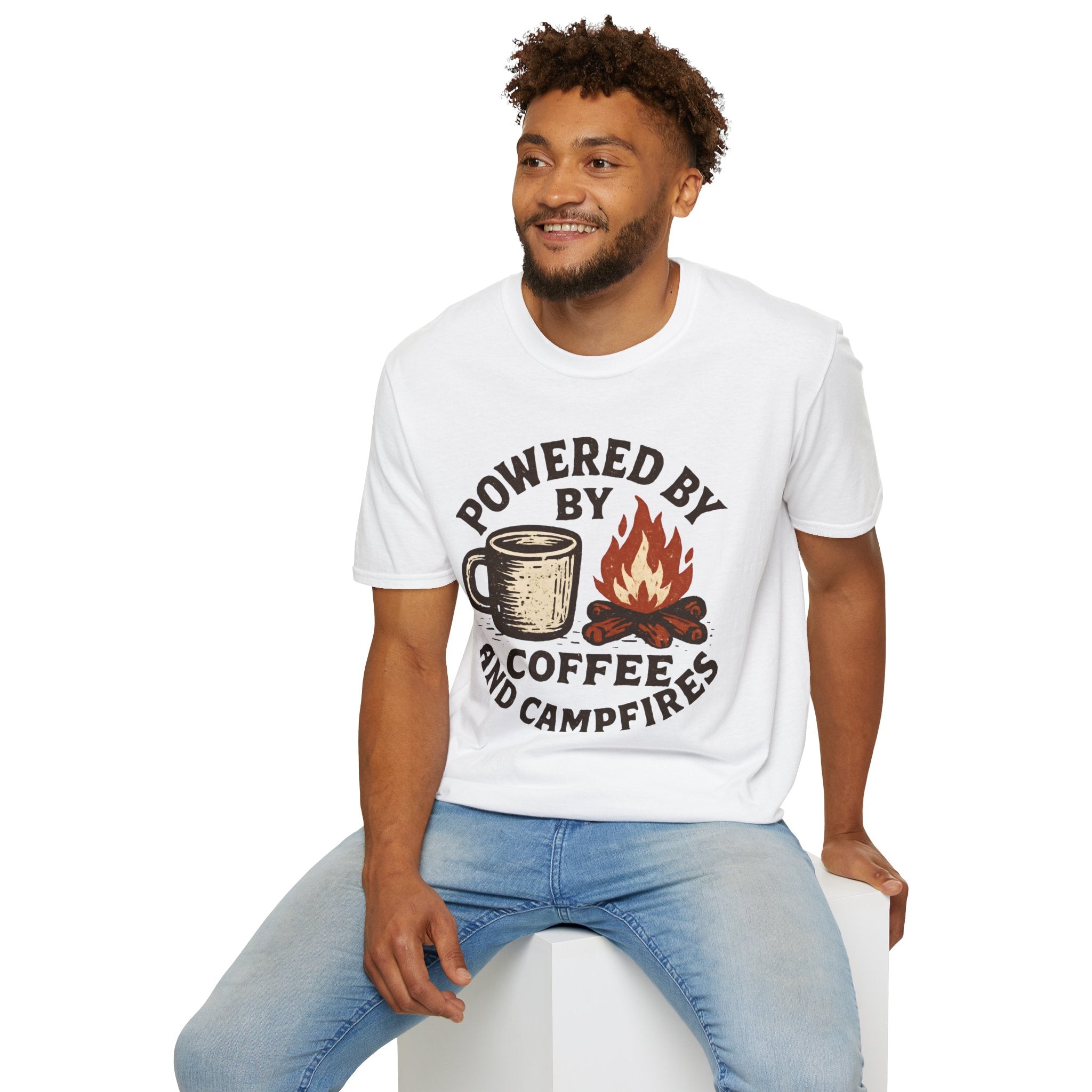 Powered By Coffee And Campfires Vintage Camping T-Shirt