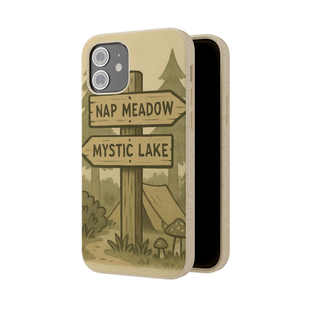 Biodegradable Phone Case — 'Nap Meadow' Mystic Lake Camping Design