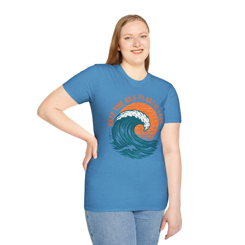 "Keep the Sea Plastic Free" Ocean Conservation Wave Tee Shirt