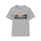 Outdoor T-Shirt — "Seeking Simple Treasures" Sunset Hiker Graphic