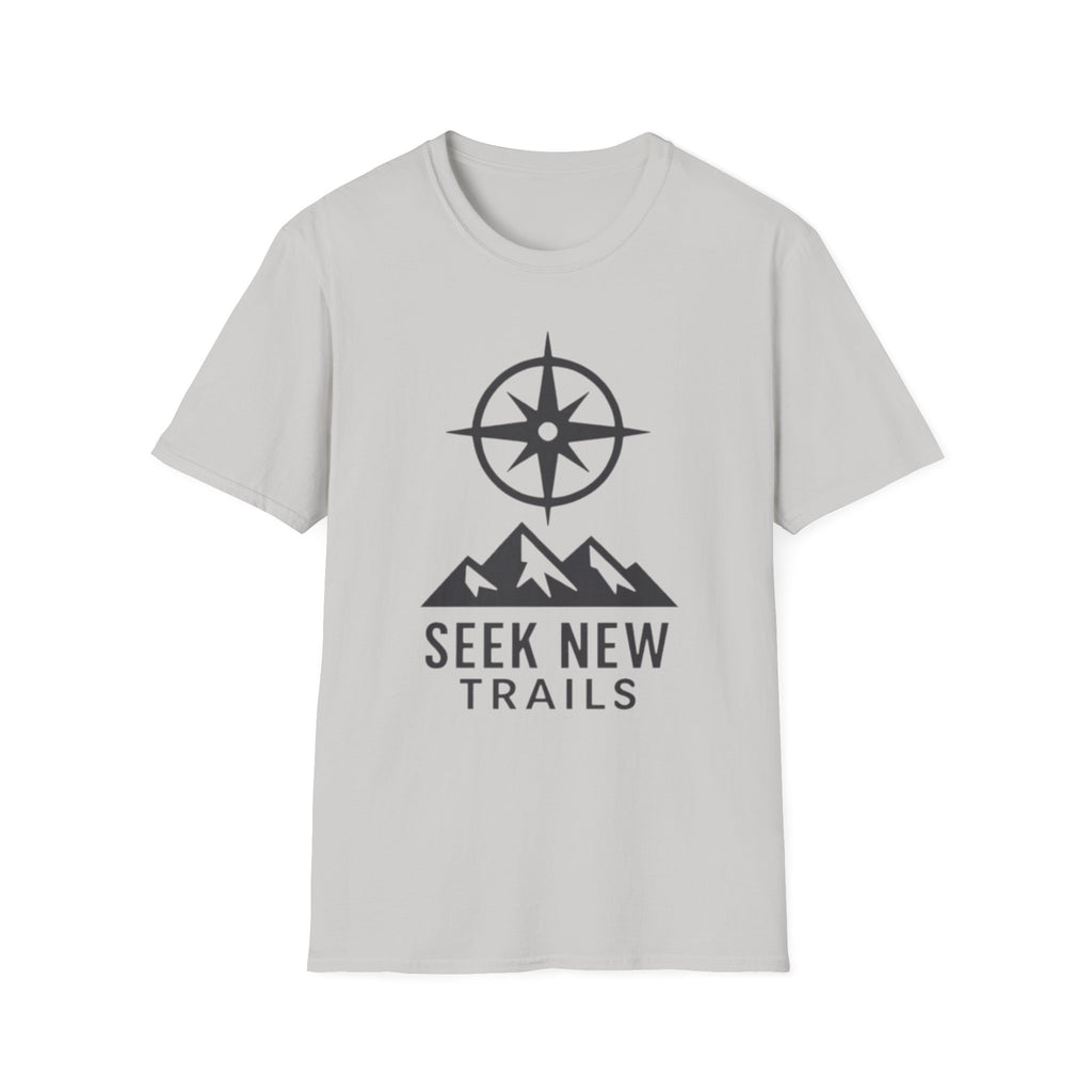 "Seek New Trails" Compass Over Mountains T-Shirt