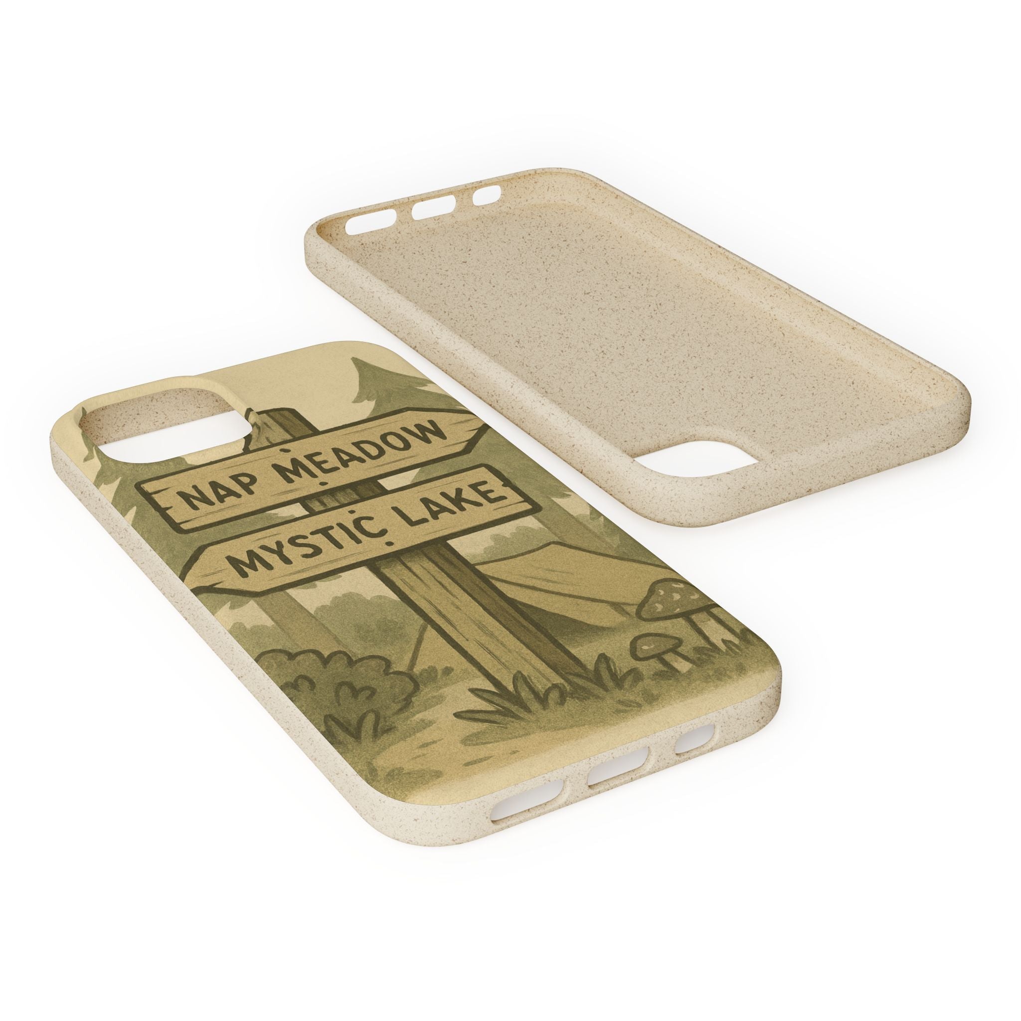 Biodegradable Phone Case — 'Nap Meadow' Mystic Lake Camping Design