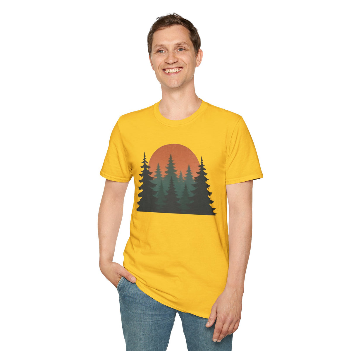 Nature Sunset T-Shirt — Vintage Pine Forest Tee
