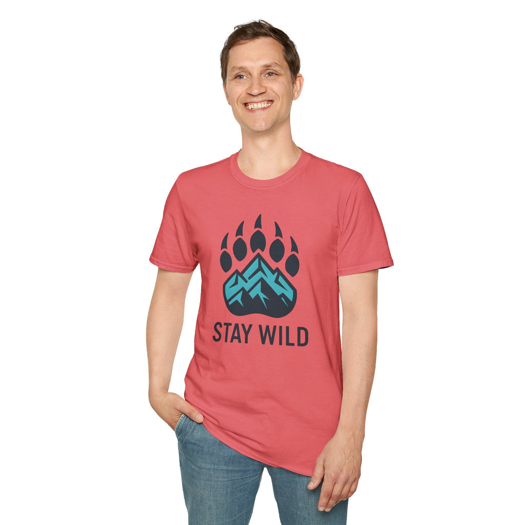 "Stay Wild" Bear Footprint Mountain Emblem T-Shirt