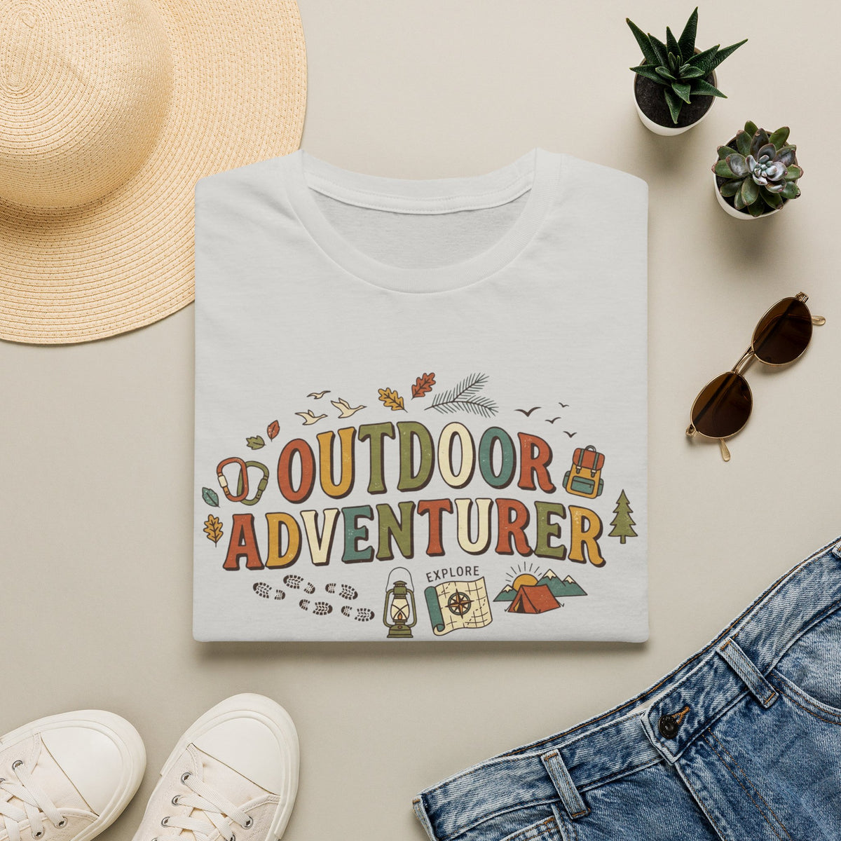 "Outdoor Adventurer" T‑Shirt Camping, Hiking & Exploration Graphic Tee Shirt