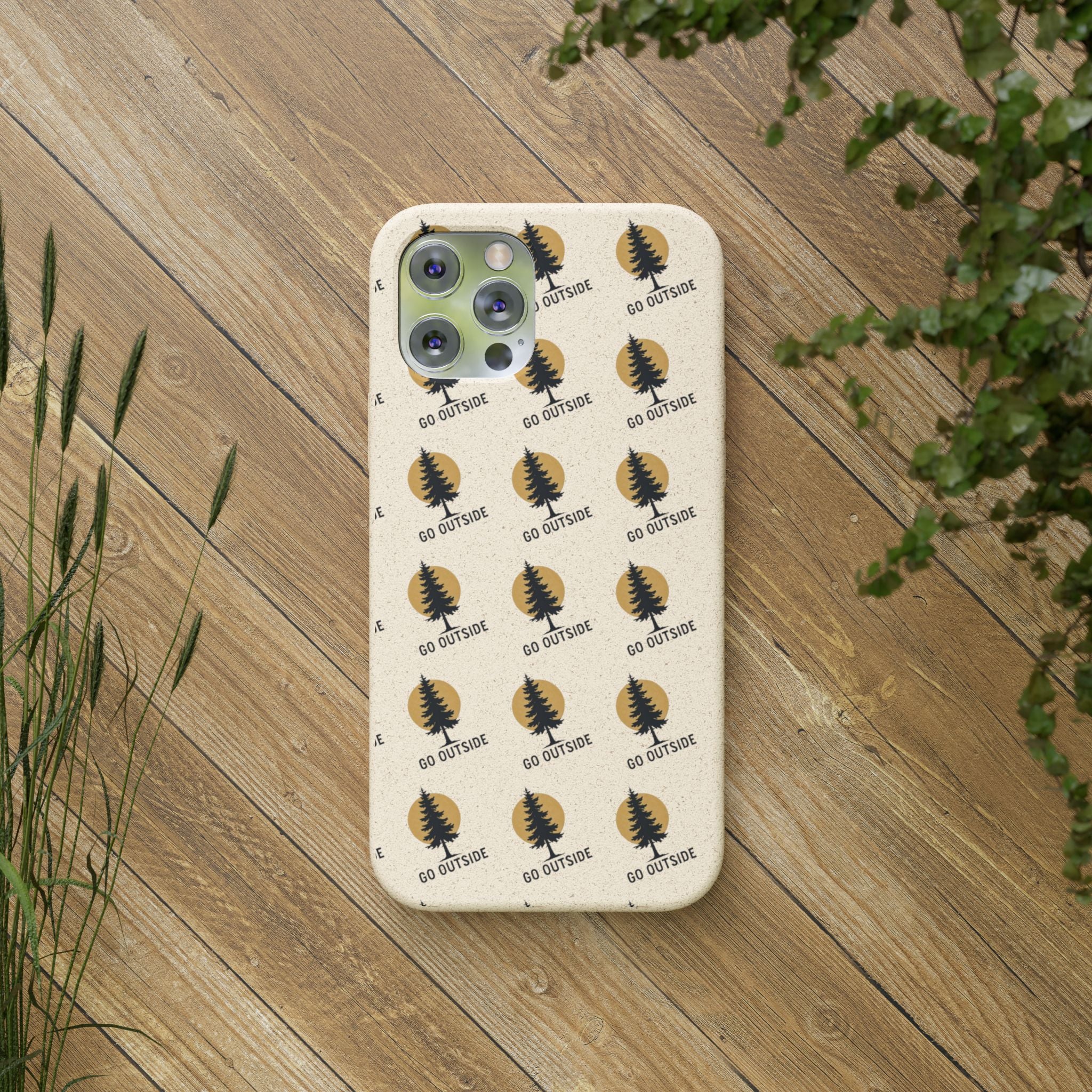 Biodegradable Phone Case — 'Go Outside' Recycled Eco-Friendly iPhone Cover