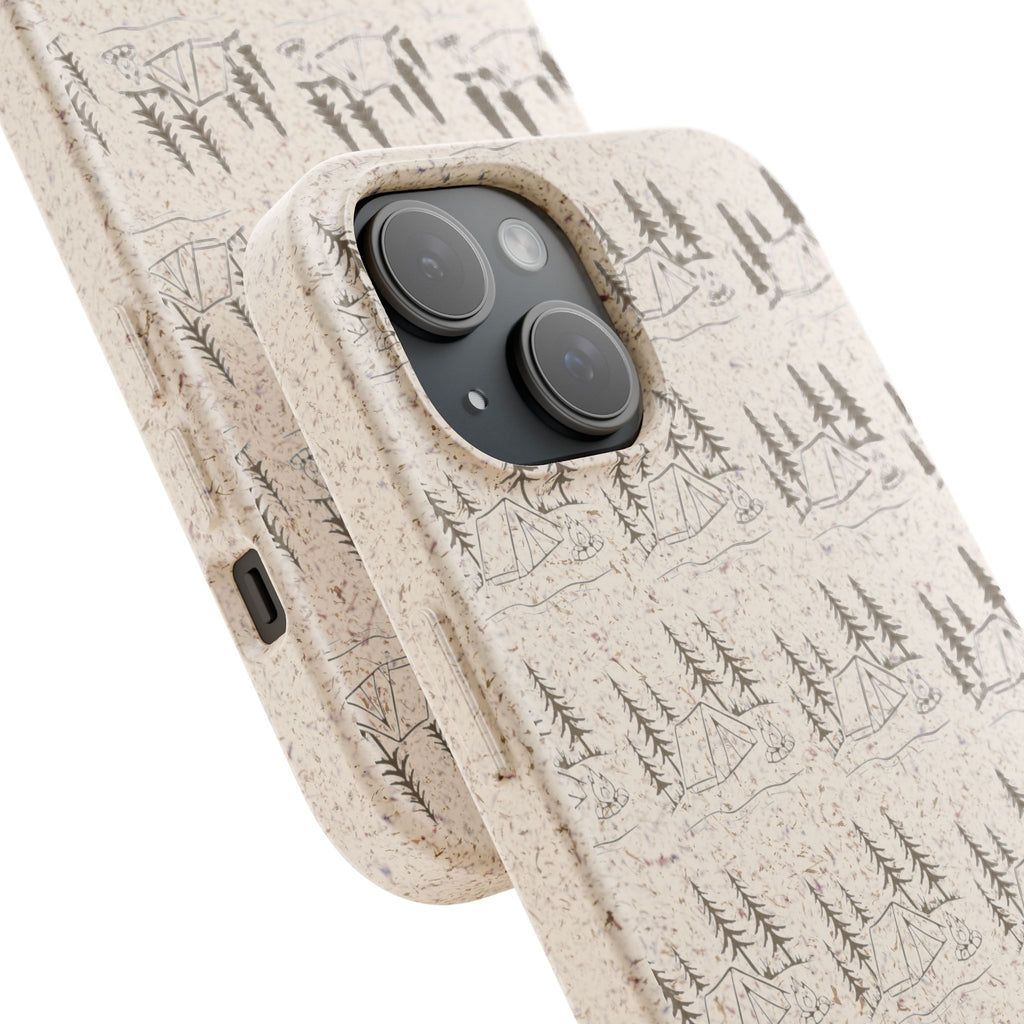 Biodegradable Phone Case — Eco-Friendly Forest Sketch Pattern