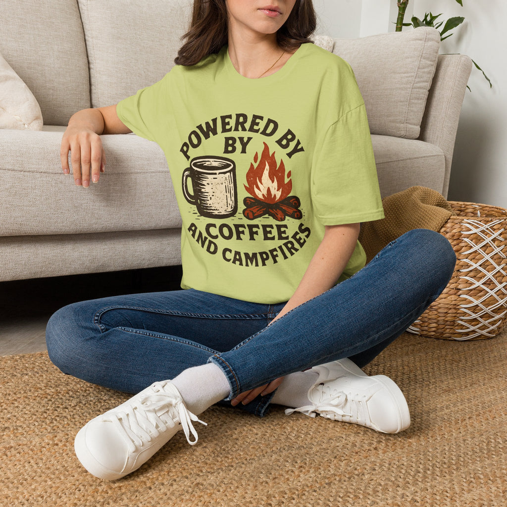 Powered By Coffee And Campfires Vintage Camping T-Shirt