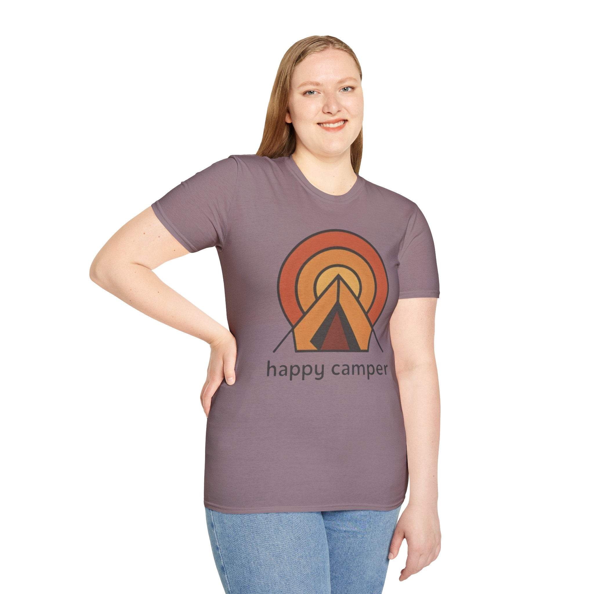 Happy Camper Retro Sunset Camping T-Shirt