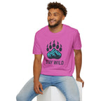 "Stay Wild" Bear Footprint Mountain Emblem T-Shirt