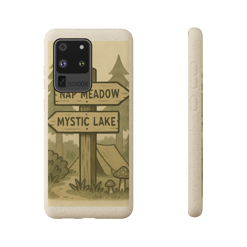 Biodegradable Phone Case — 'Nap Meadow' Mystic Lake Camping Design