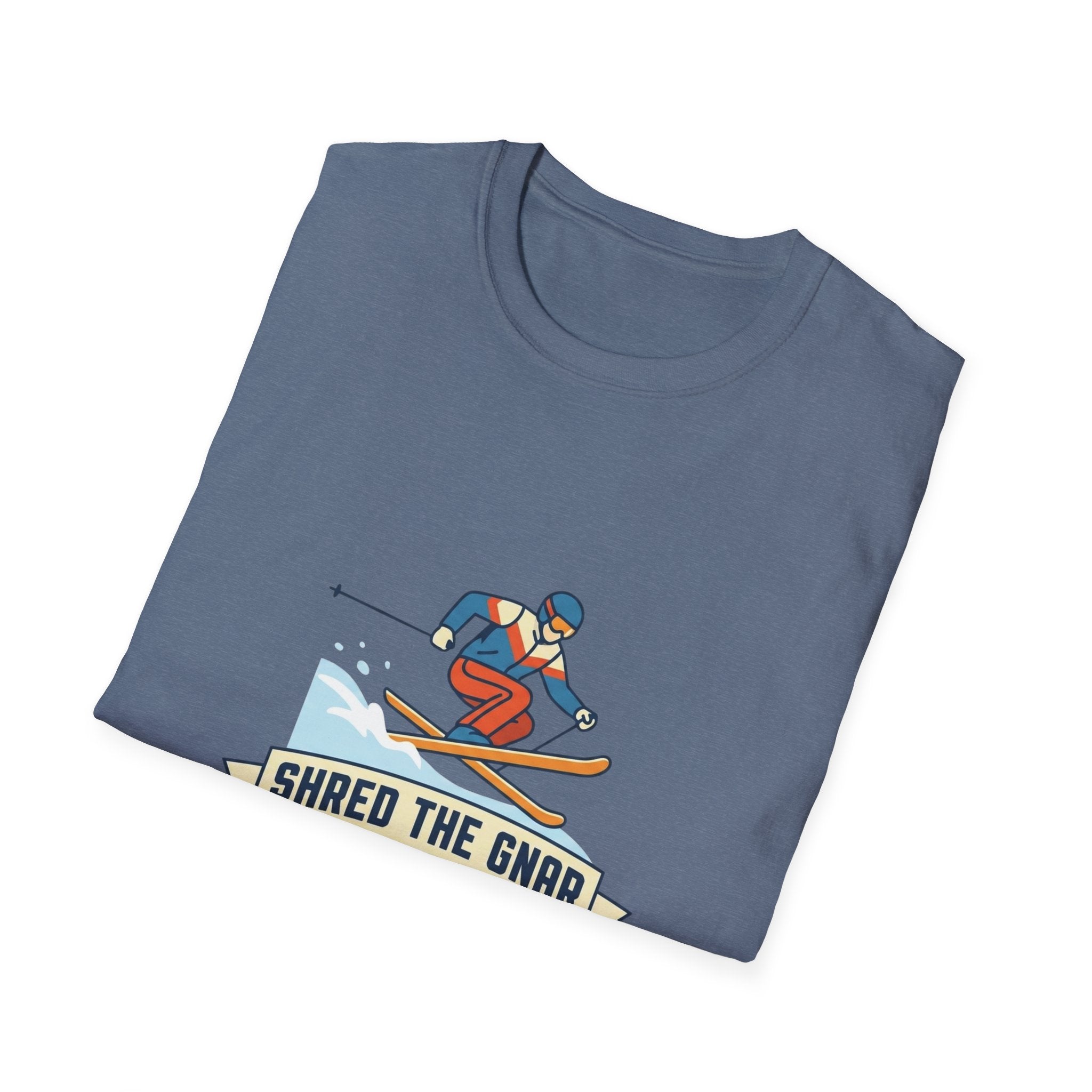 Shred the Gnar Skier T-Shirt | Retro Skiing Graphic