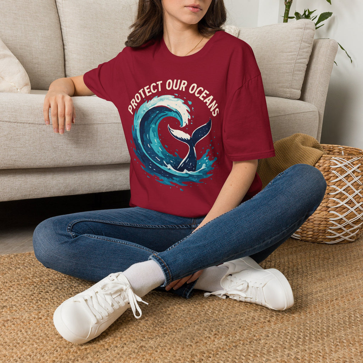 "Protect Our Oceans" Wave Whale Conservation T-Shirt