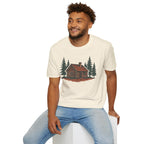 Vintage Cozy Cabin T-Shirt — Faded Pine Tree Cabin Tee