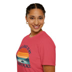 Canoe On The Lake At Sunset "The Lake Is My Happy Place" T-Shirt