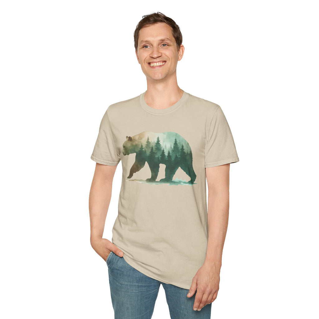 Forest Bear T-Shirt — Watercolor Woodland Bear Graphic Tee Shirt