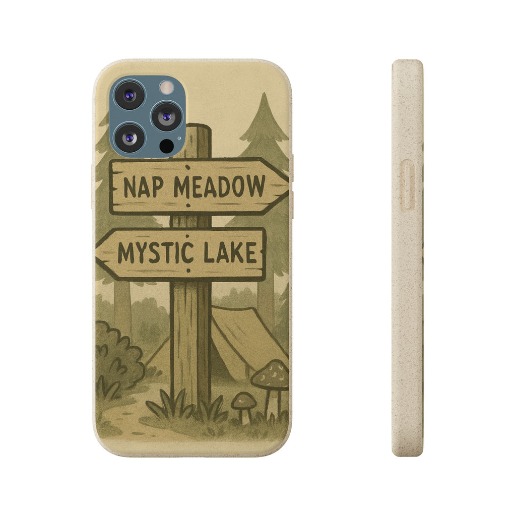 Biodegradable Phone Case — 'Nap Meadow' Mystic Lake Camping Design