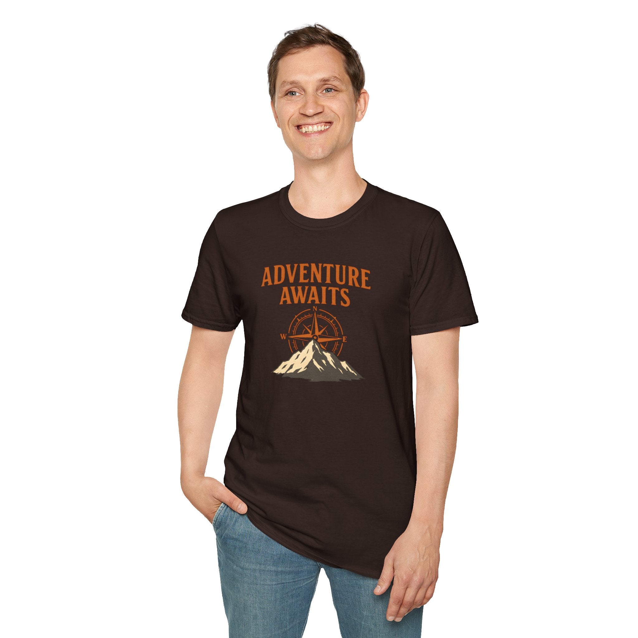 "Adventure Awaits" Compass & Mountain T-Shirt
