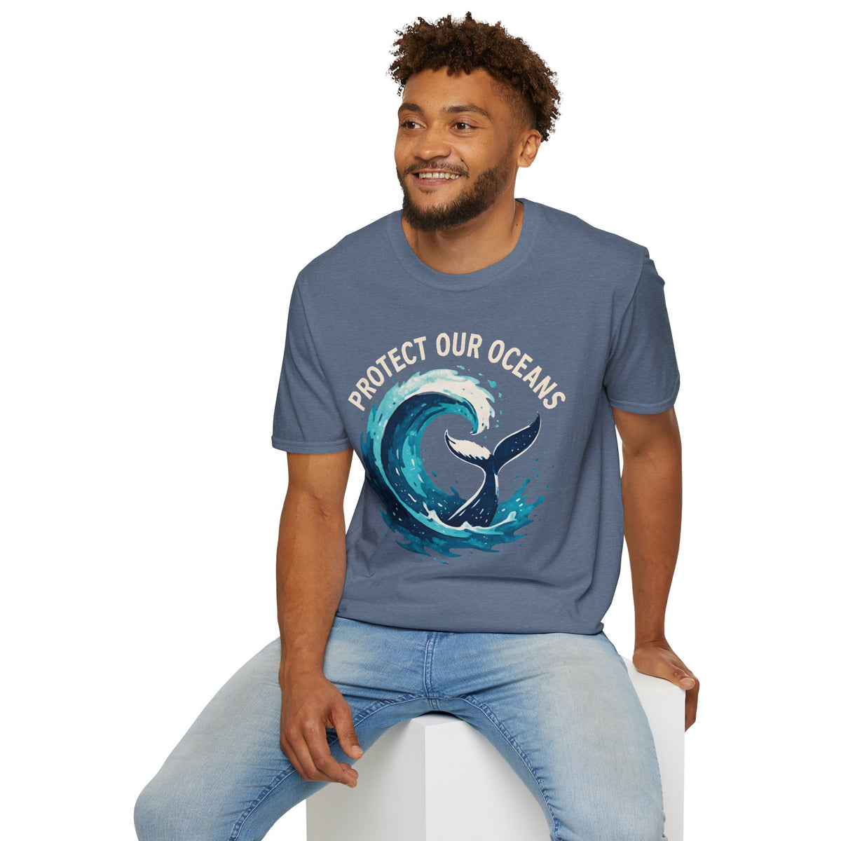 "Protect Our Oceans" Wave Whale Conservation T-Shirt
