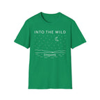 Into The Wild Canoe T-Shirt - Minimal Night Sky Lake Camping Tee