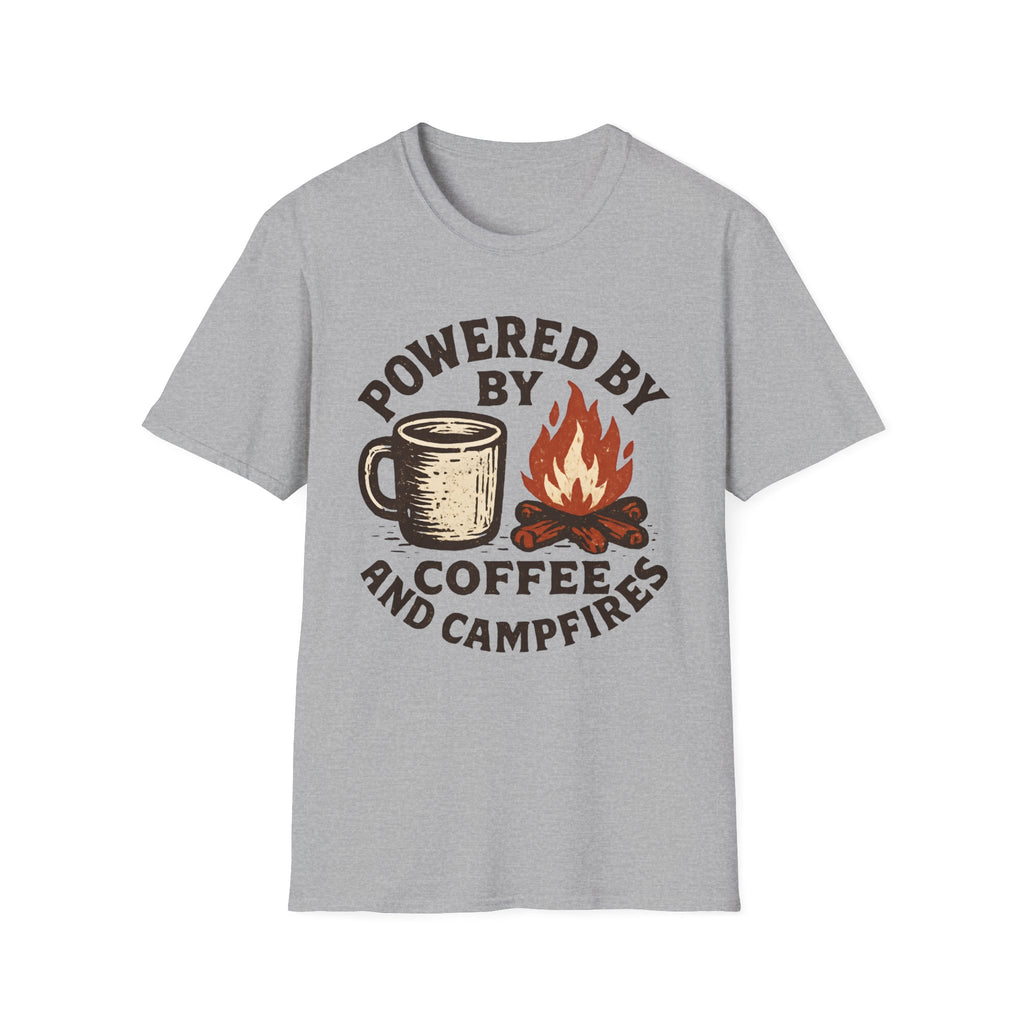 Powered By Coffee And Campfires Vintage Camping T-Shirt