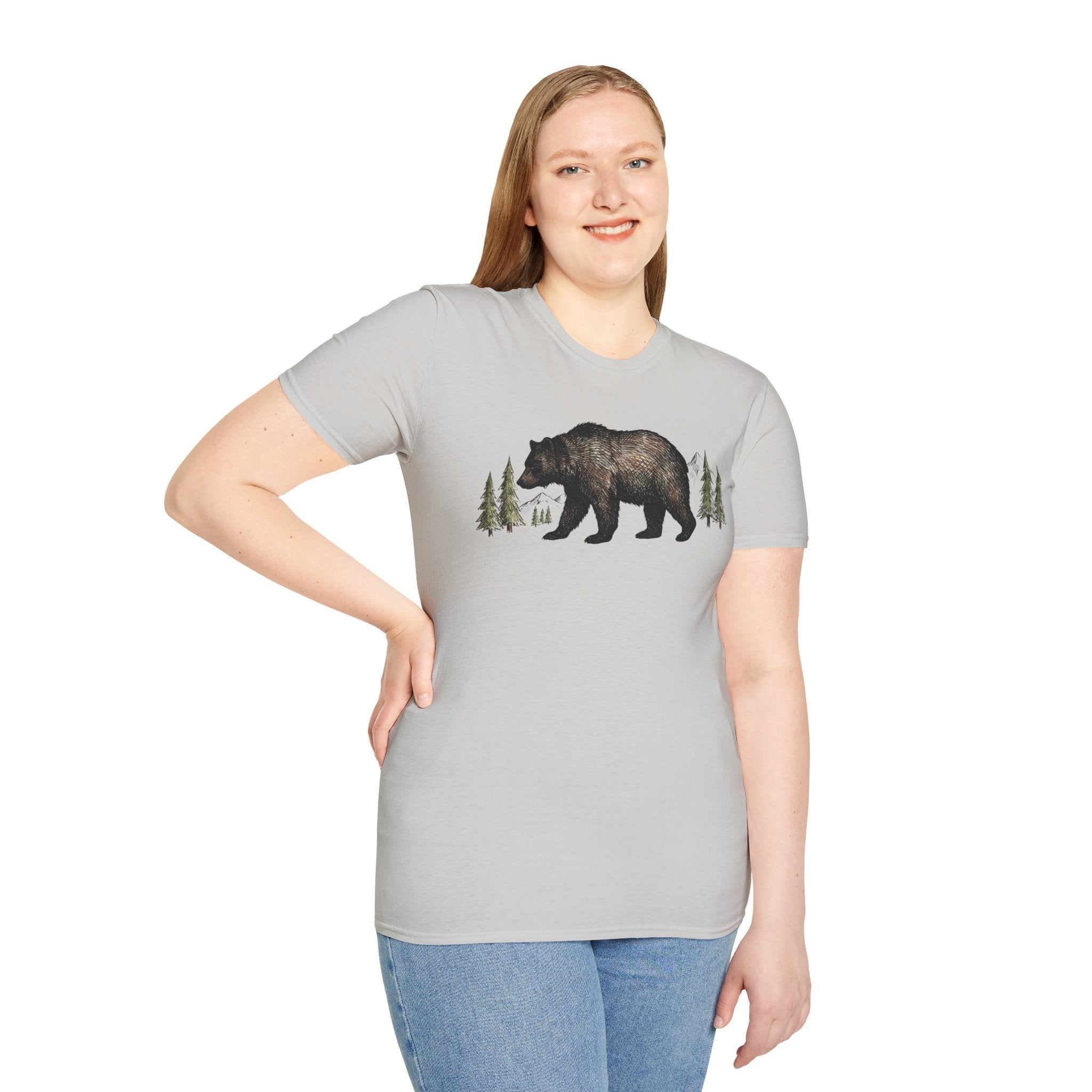 Bear & Forest T‑Shirt - Rustic Woodland Graphic Tee