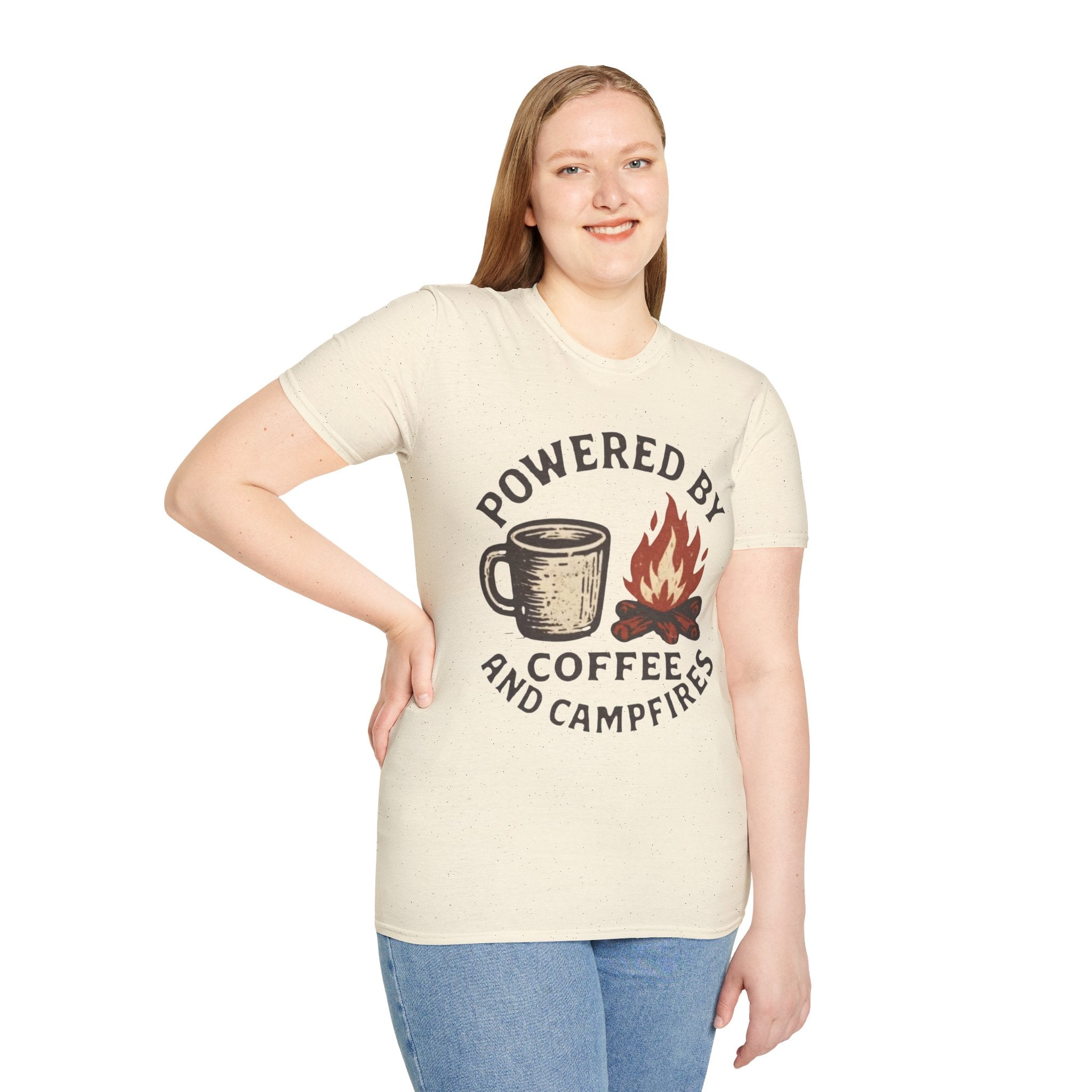 Powered By Coffee And Campfires Vintage Camping T-Shirt