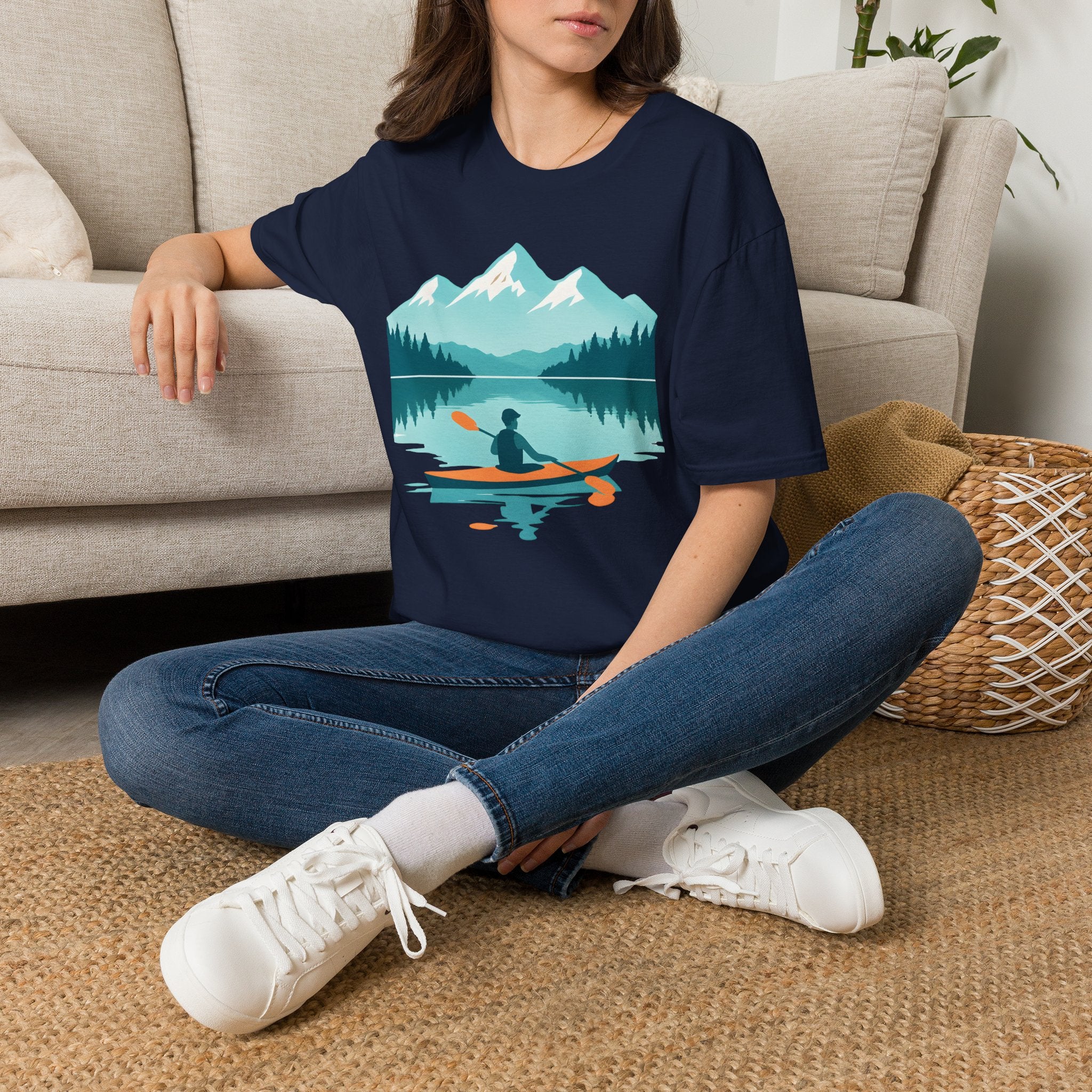 Kayaker on Serene Mountain Lake T-Shirt