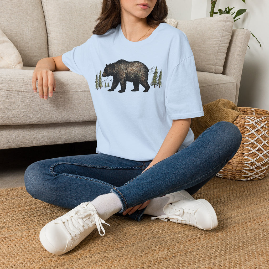 Bear & Forest T‑Shirt - Rustic Woodland Graphic Tee